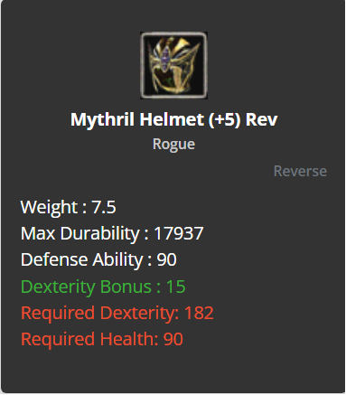 Mythril Helmet +5 (Reverse)