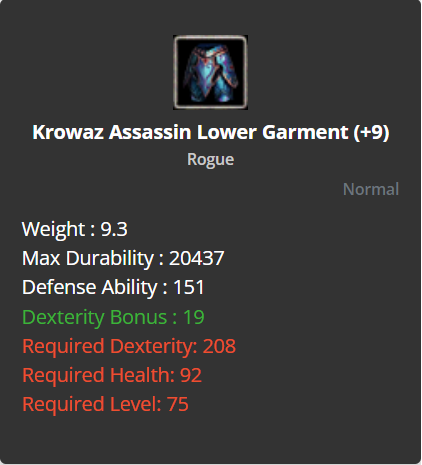 Krowaz Assassin Lower Garment +9